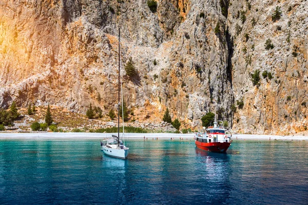 Saint George Bay Symi Island Popular Stop Tourists Have Swim — Foto de Stock