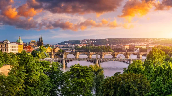 Charles Bridge Sunset View Old Town Pier Architecture Charles Bridge — ストック写真