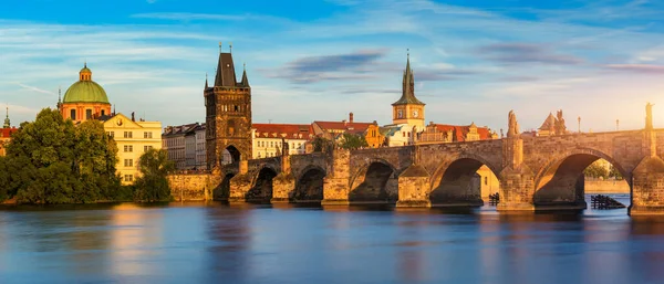 Charles Bridge Sunset View Old Town Pier Architecture Charles Bridge — стоковое фото