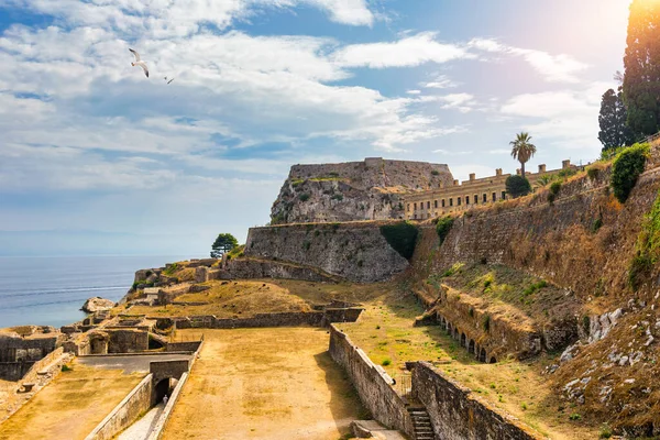 The old Venetian fortress of Corfu town, Corfu, Greece. The Old Fortress of Corfu is a Venetian fortress in the city of Corfu. Venetian Old Fortress (Palaio Frourio), Corfu, Ionian Islands, Greece