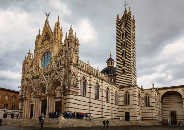 Famous Piazza Del Duomo Historic Siena Cathedral Tuscany Italy Siena — Foto Stock