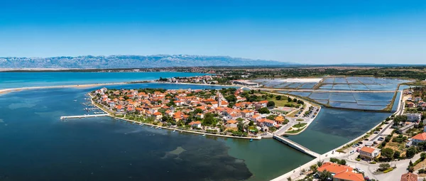 Historic Town Nin Laguna Aerial View Velebit Mountain Background Dalmatia — Fotografia de Stock