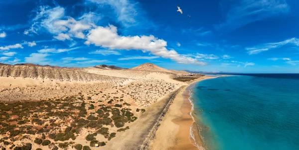 스페인 카나리아 푸에르테벤투라 코스타 색깔의 모래와 소타벤 해변을 바라본다 Beach — 스톡 사진