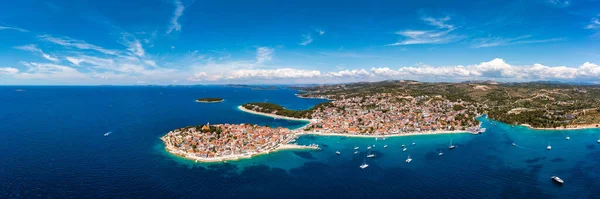 Aerial View Primosten Old Town Islet Dalmatia Croatia Primosten Sibenik — Stok fotoğraf