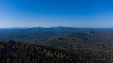 Yazın Sibirya 'da Tayga, yukarıdan manzara