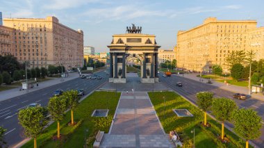 Moscow Triumphal Gates at sunset, Moscow, Kutuzovsky prospect clipart