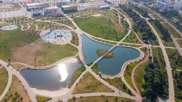 Teich Park Chodynskoje Pole Aus Der Höhe Moskau — Stockfoto