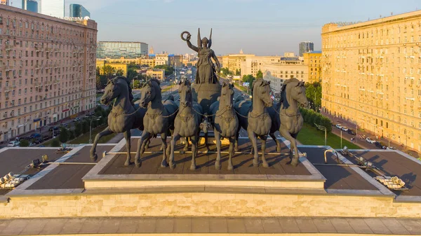 Sochy Anděla Koní Vítězném Oblouku Moskva Kutuzovského Vyhlídka Stock Snímky