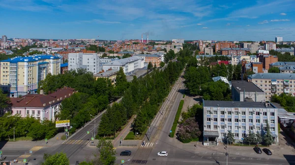 Kirow Avenue Tomsk Aus Der Höhe Sommer Stadt Russlands — Stockfoto