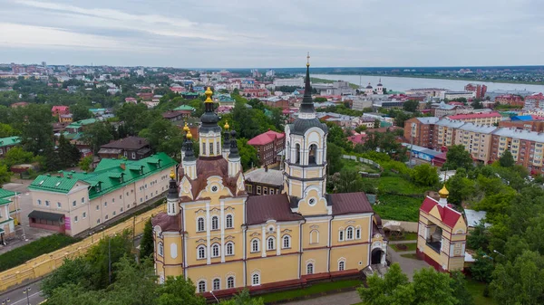 Igreja Ressurreição Vista Pássaro Verão Tomsk — Fotografia de Stock