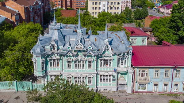Smaragdový Dům Dřevěné Architektury Tomsku Město Rusko Royalty Free Stock Fotografie