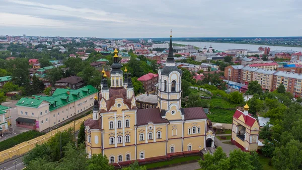 Kostel Vzkříšení Ptačí Perspektivy Létě Tomsk Stock Fotografie