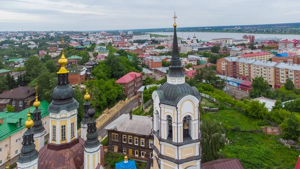 Kostel Zvonky Zlatými Kříži Tomsk Stock Snímky