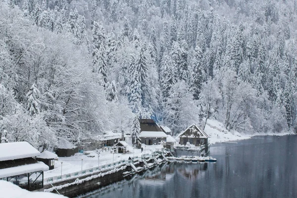 Erholungszentrum Häuser Winterwald See Ritsa Abchasien — Stockfoto