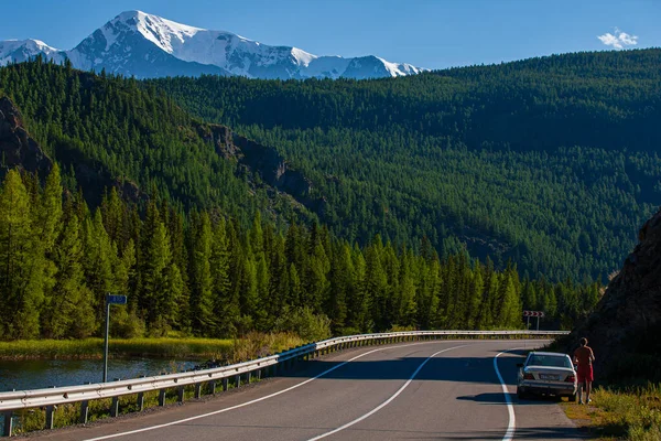 Beaux Paysages Long Route Chuisky Tract République Gorny Altaï Russie — Photo