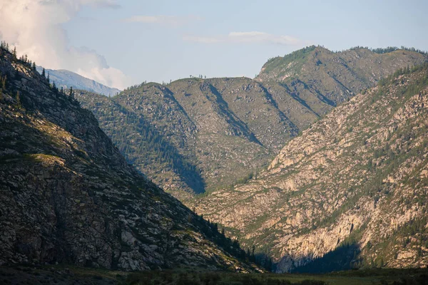 Hory Paprscích Zapadajícího Slunce Gorny Altai Rusko — Stock fotografie