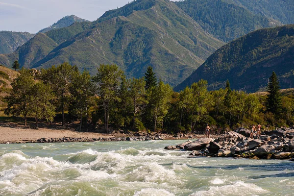 Confluência Dos Rios Ilgumen Katun Gorny Altai Rússia — Fotografia de Stock