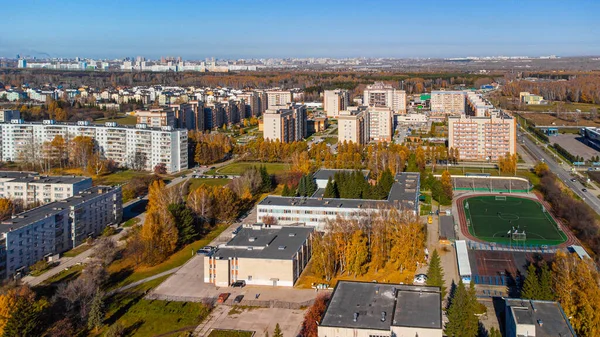 Ein Kleiner Stadtteil Der Stadt Russland Herbst Aus Der Höhe — Stockfoto