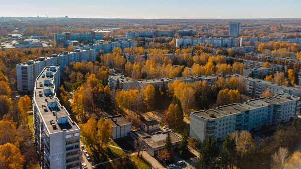 Casas Paneles Típicos Rusia Otoño Desde Una Altura Ciudad Krasnoobsk — Foto de Stock