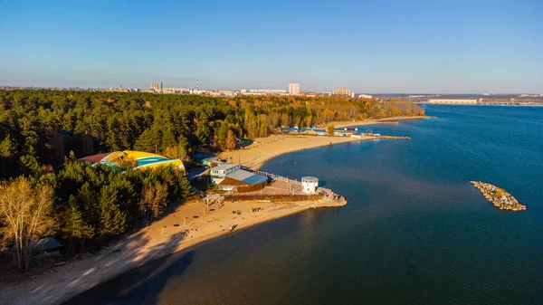 Boomerang Playa Mar Desde Vista Pájaro Novosibirsk Otoño Rusia — Foto de Stock