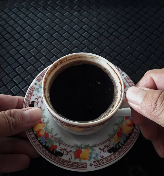 Eine Tasse Schwarzen Kaffee Den Tag Entspannt Begleiten — Stockfoto