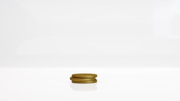 Animierte Goldmünzen Stapeln Teilen Auf Weißem Hintergrund — Stockvideo