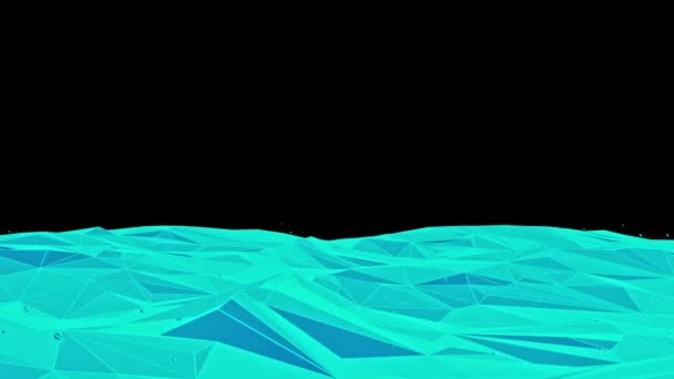 Ψηφιακός Ωκεανός Κύμα Δεδομένων Φουτουριστικό Animation Χαμηλής Πολυ Επιφάνειας — Αρχείο Βίντεο