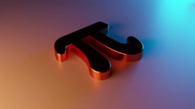 Beyaz arka planda renkli, parlak metal 3D pi sembolü. Üst Işık hareket ediyor. 3 Boyutlu Hazırlama.