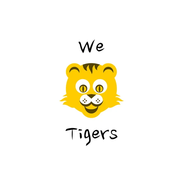 We Love Tigers. With Tiger cartoon character or mascot logo or icon.