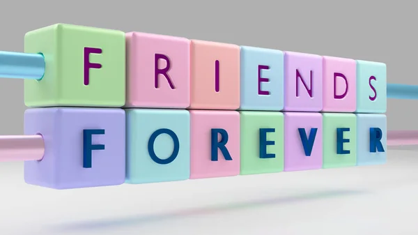 Colorful Glossy Letters Blocks Beads Creating Word Friends Forever White — Φωτογραφία Αρχείου