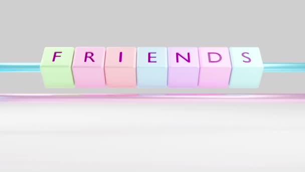 Gegraveerde Kleurrijke Glanzende Blokken Kralen Maken Woord Voor Woord Vriends — Stockvideo
