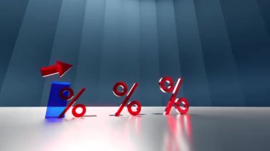 3D Bars and growing Graph made of glossy glass or plastic depicting Inflation. 3D render.