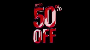 % 50 indirimli. 3D Parlak Kırmızı Cam metin canlandırması, Siyah ve Yeşil ekran