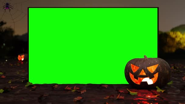 Scary Cute Halloween Video Card 화면판 Pumpkin 조각하여 텍스트 비디오등을 — 비디오