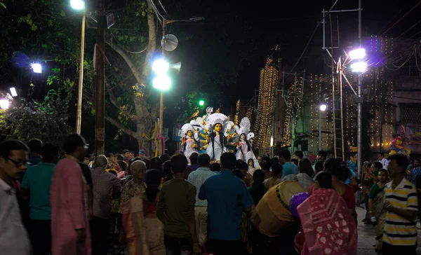 Durga Puja Vijayadashami Известный Dussehra Dasara Последний День Фестиваля Процессия — стоковое фото