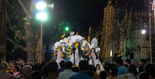 Durga Puja Vijayadashami Известный Dussehra Dasara Последний День Фестиваля Процессия — стоковое фото