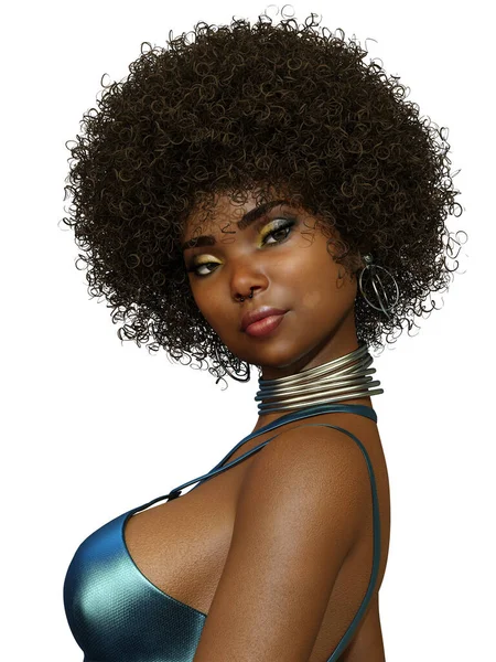 Güzel siyah kadın, 3D görüntüyü kapat.