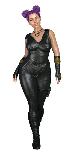 Güçlü savaşçı siyah kadın 3 boyutlu canlandırma