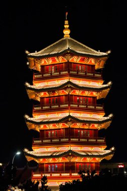 pagoda in pantjoran pantai indah kapuk jakarta center frame clipart