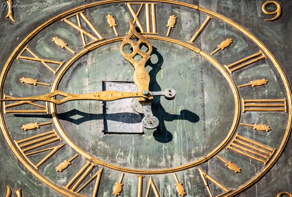 Reloj Torre Del Ayuntamiento Poznan Polonia —  Fotos de Stock