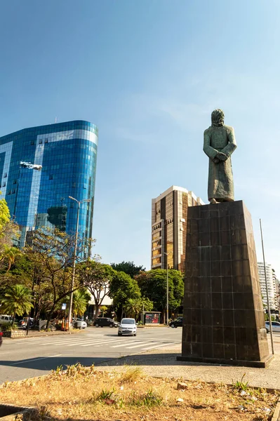 Belo Horizonte Minas Gerais Brasil Outubro 2021 Plac Tiradentes Statua — Zdjęcie stockowe