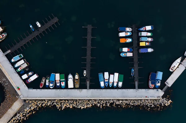 Вид Воздуха Рыбацкие Лодки Порту Несебр Болгария — стоковое фото
