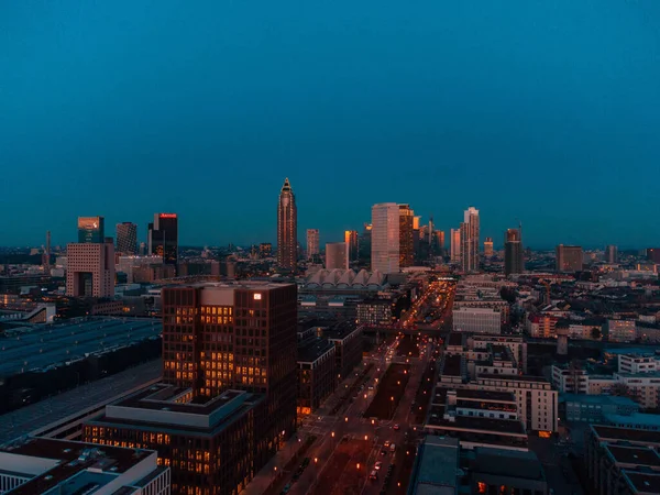 High Angle Shot Modern Buildings Dark Night — Stock Photo, Image