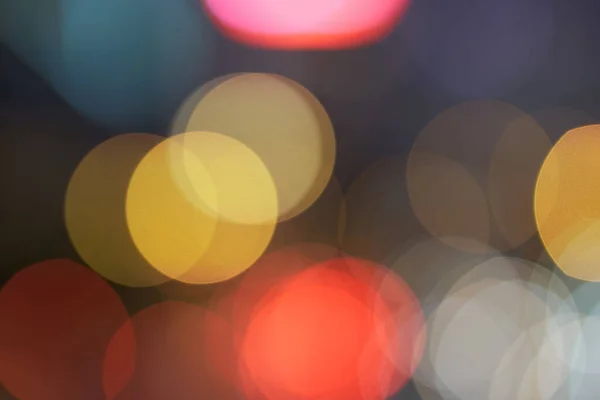 Couple Bokeh Balls Out Focus Shot Busy Road Central Hong — Stock Photo, Image