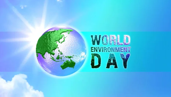 World Environment Day with Blue,Green and light abstract background with world