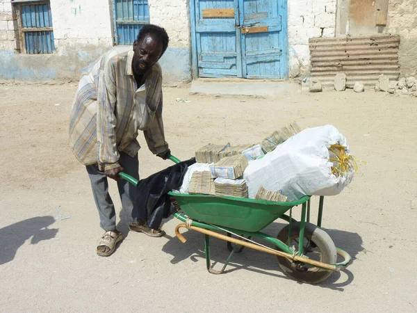 Dolar Yaklaşık 600 Somali Şilini 100 Dolar Bozdurursanız Bir Torba — Stok fotoğraf