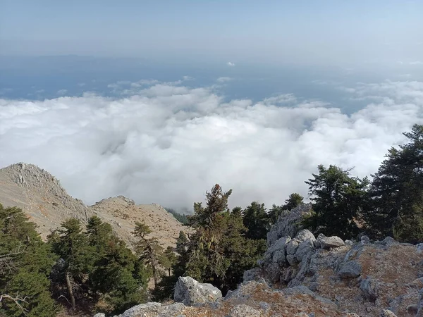 Ein Schöner Blick Von Der Spitze Eines Felsigen Berges Der — Stockfoto