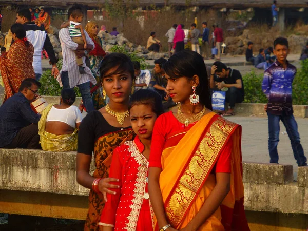Hezké Dívky Festivalu Chittagong Bangladéš — Stock fotografie