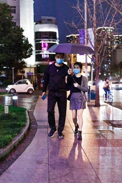 Uma Bela Foto Pessoas Xangai Nas Ruas — Fotografia de Stock