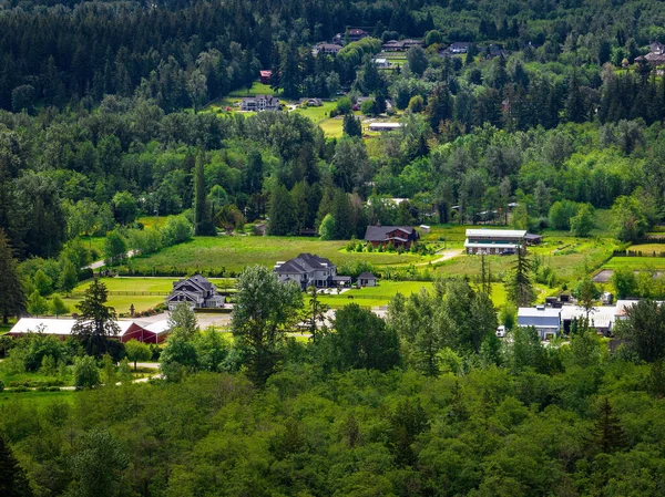 Une Vue Angle Élevé Belles Maisons Dans Forêt — Photo